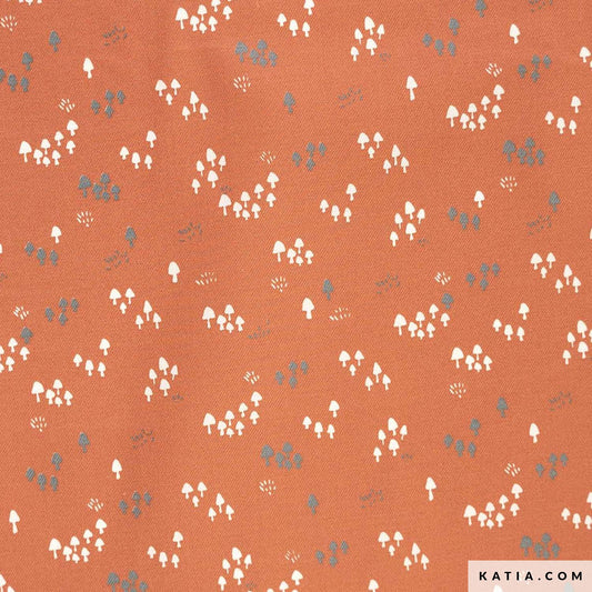 Mushrooms - Coral - Viyella Cotton