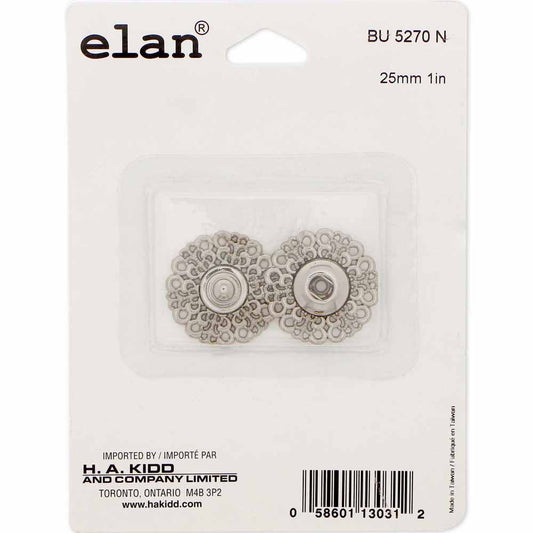 Snap Fastener, Decorative, Silver, 25 mm (1″) - 1 count pkg