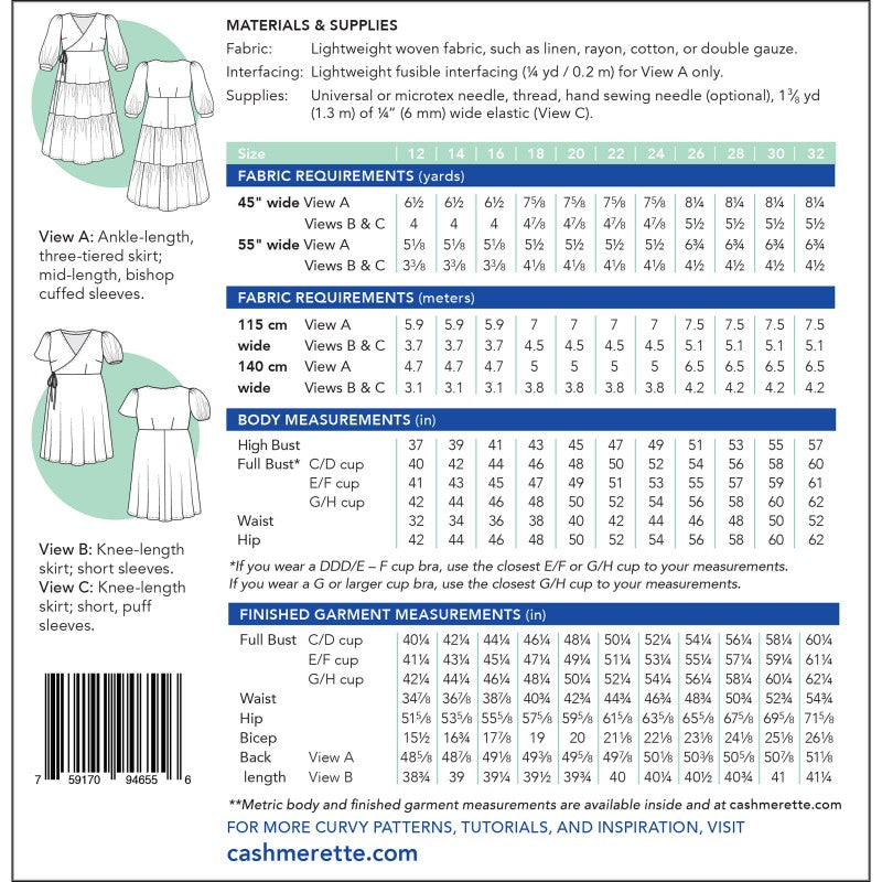 Roseclair Dress - size 12-32 - By Cashmerette