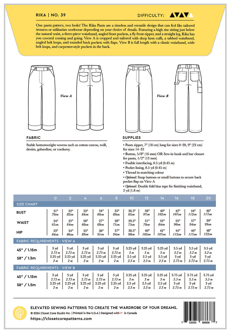 Rika Pants - By Closet Core Patterns