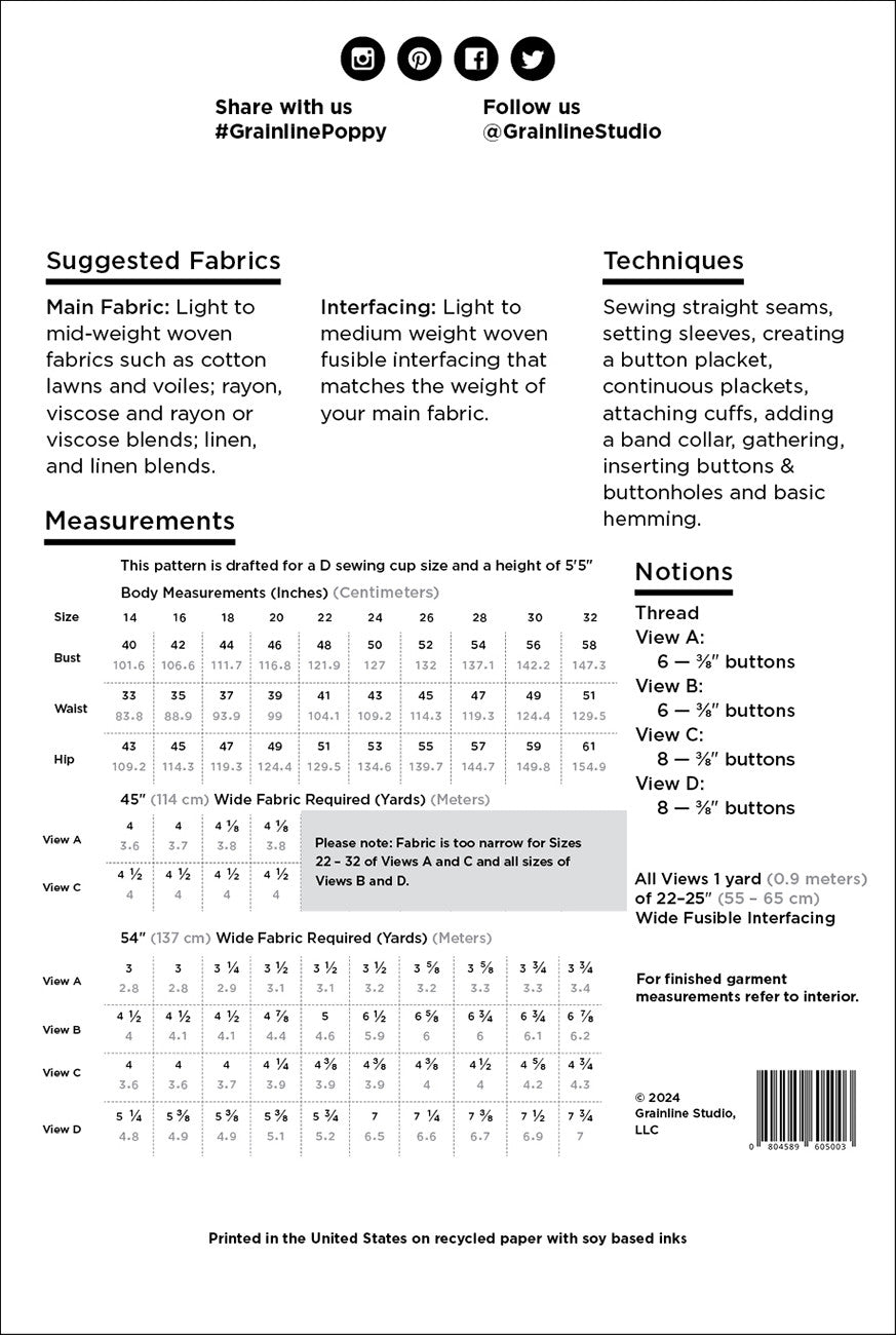 Poppy Dress - 14 - 32 - Grainline Studio
