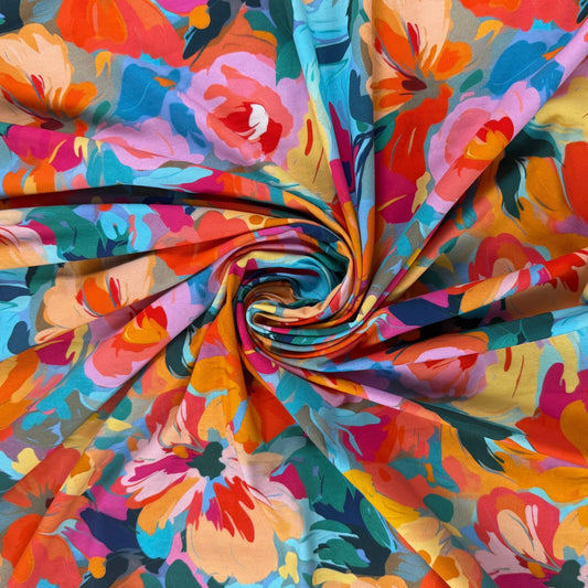 19" Remnant - Abstract Floral Digitally Printed Cotton Jersey Knit