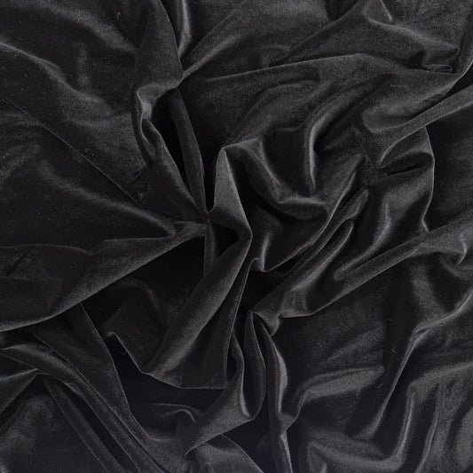 Soft Plush Stretch Velvet Knit - Polyester - Black - Film Studio Deadstock
