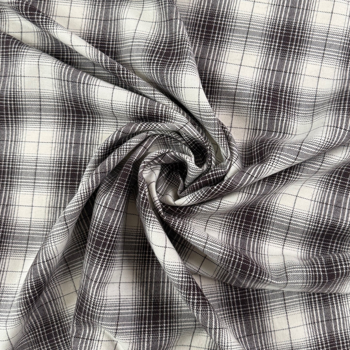 Yarn Dyed Plaid Cotton Flannel - Black & White - Film Studio Deadstock