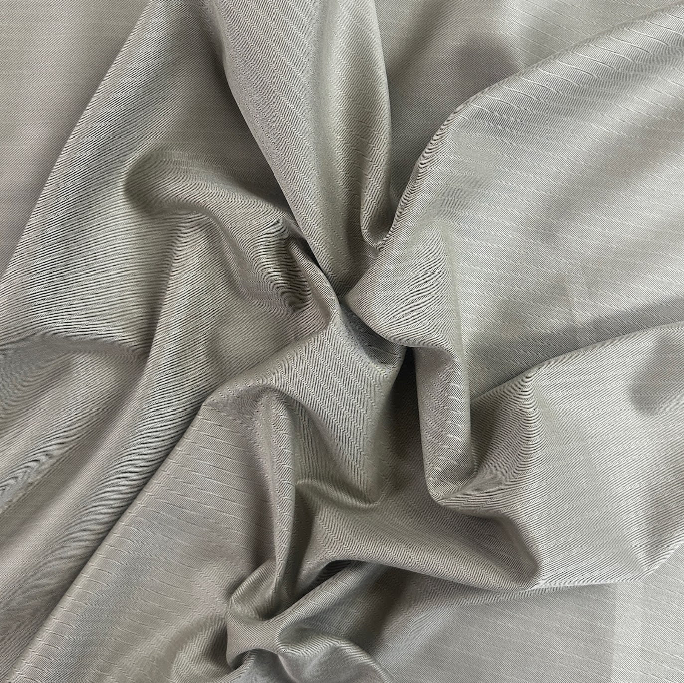 French Grey Herringbone Striped Soft Rayon - Deadstock