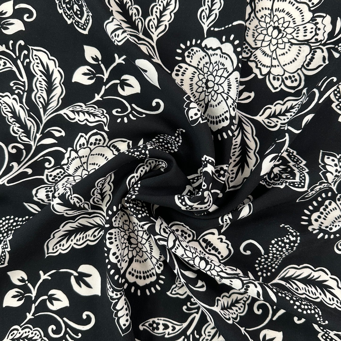 Black & White Floral - Ecovero™ Viscose Challis