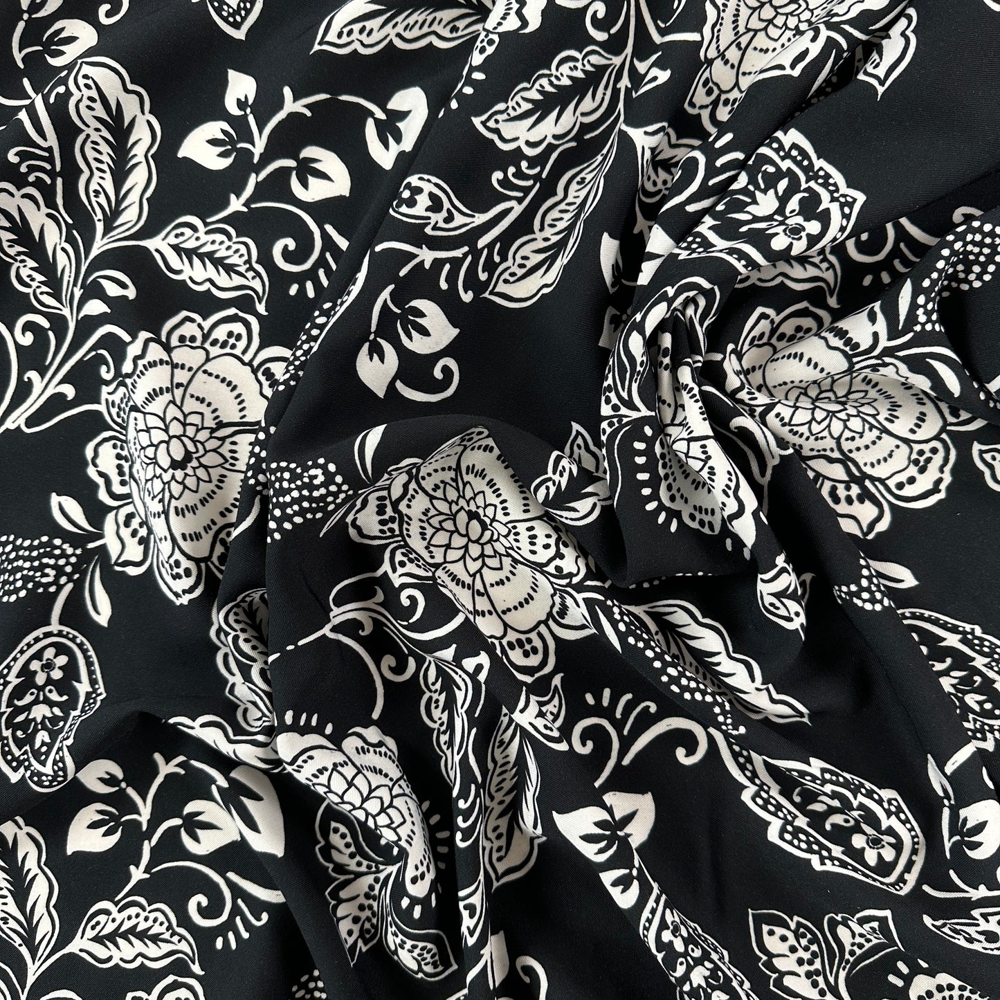 Black & White Floral - Ecovero™ Viscose Challis