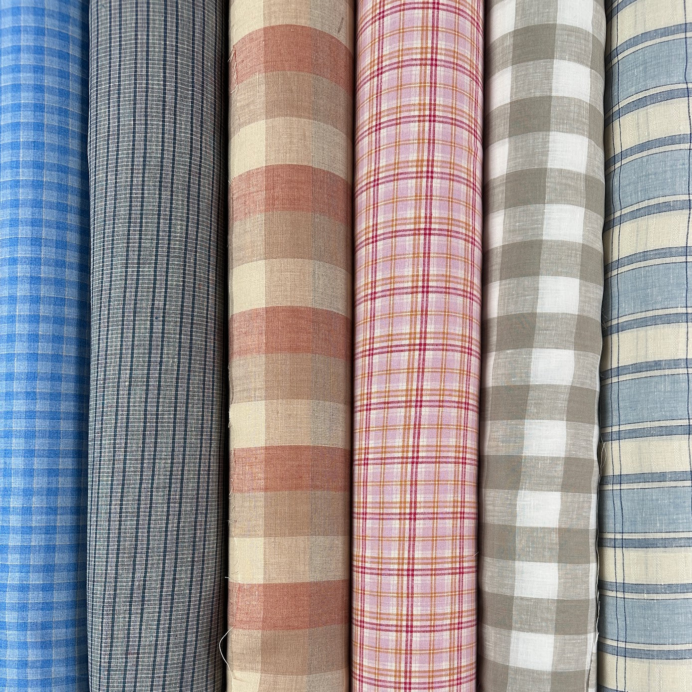 Yarn Dyed 100% Linen Plaid - Blue Green Tiny Check - 58"