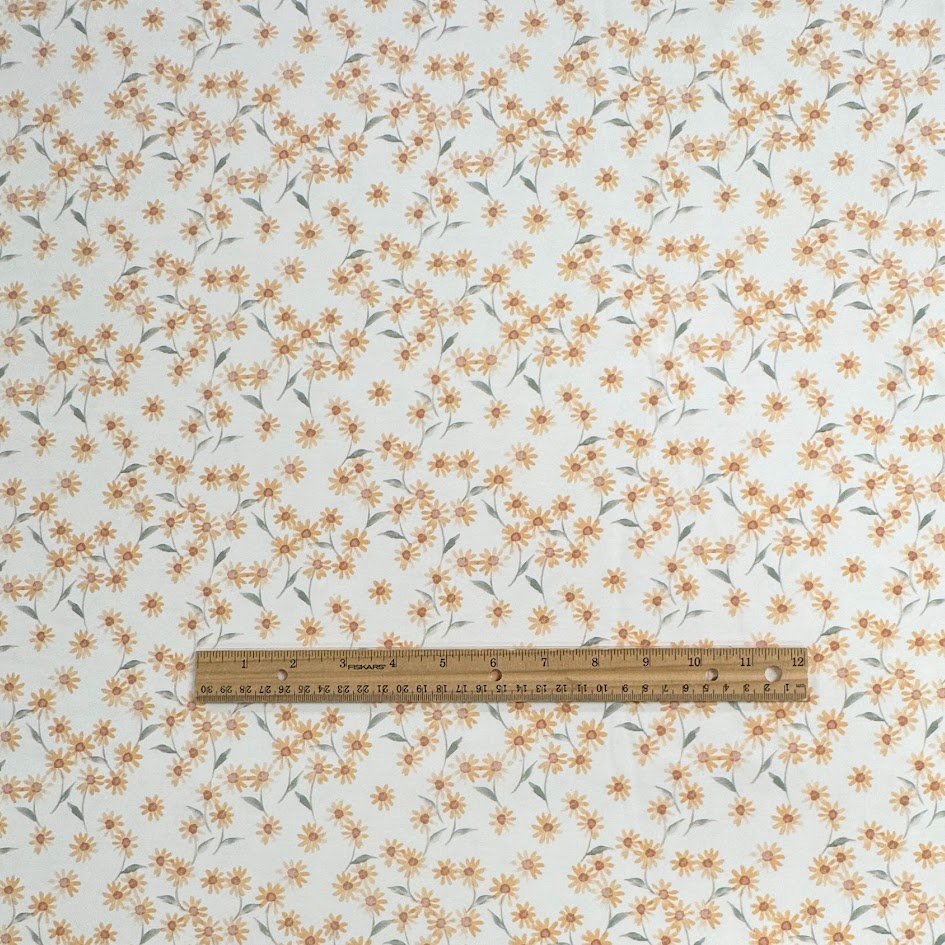 55" Remnant - Happy Flowers Yellow - Cotton Jersey Knit