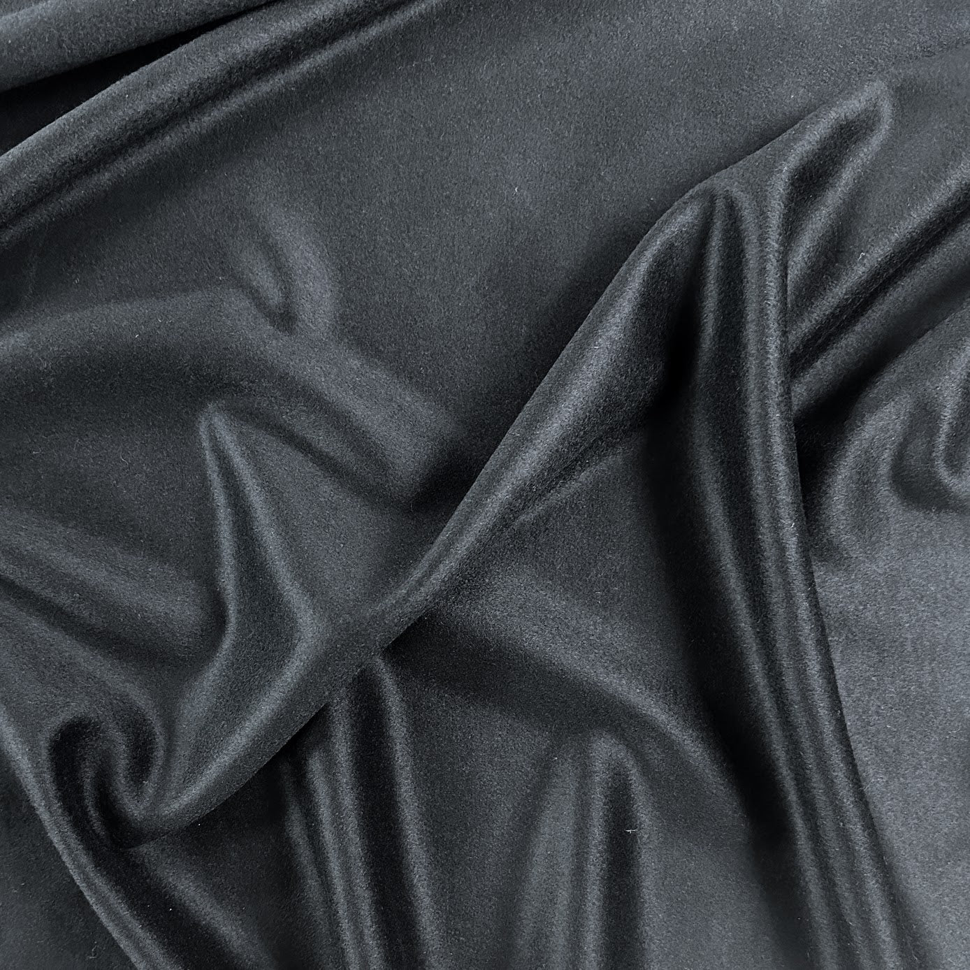 Velvety Brushed Wool Coating 380gsm - Black