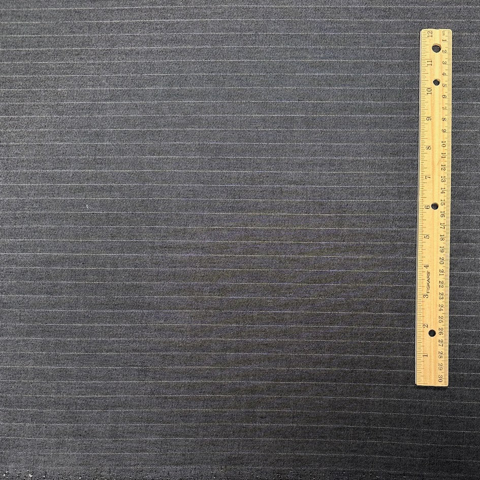 Viscose Striped Twill Suiting - Charcoal - Deadstock Fabric