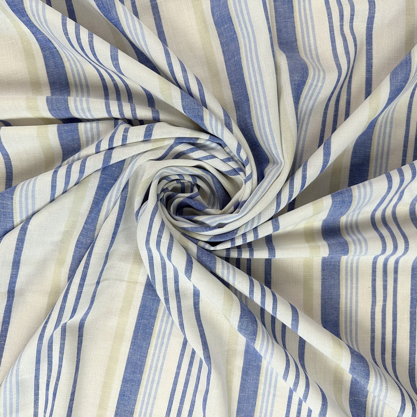 BOHÊME Linen Blend Yarn-dyed Stripe - Blue & White