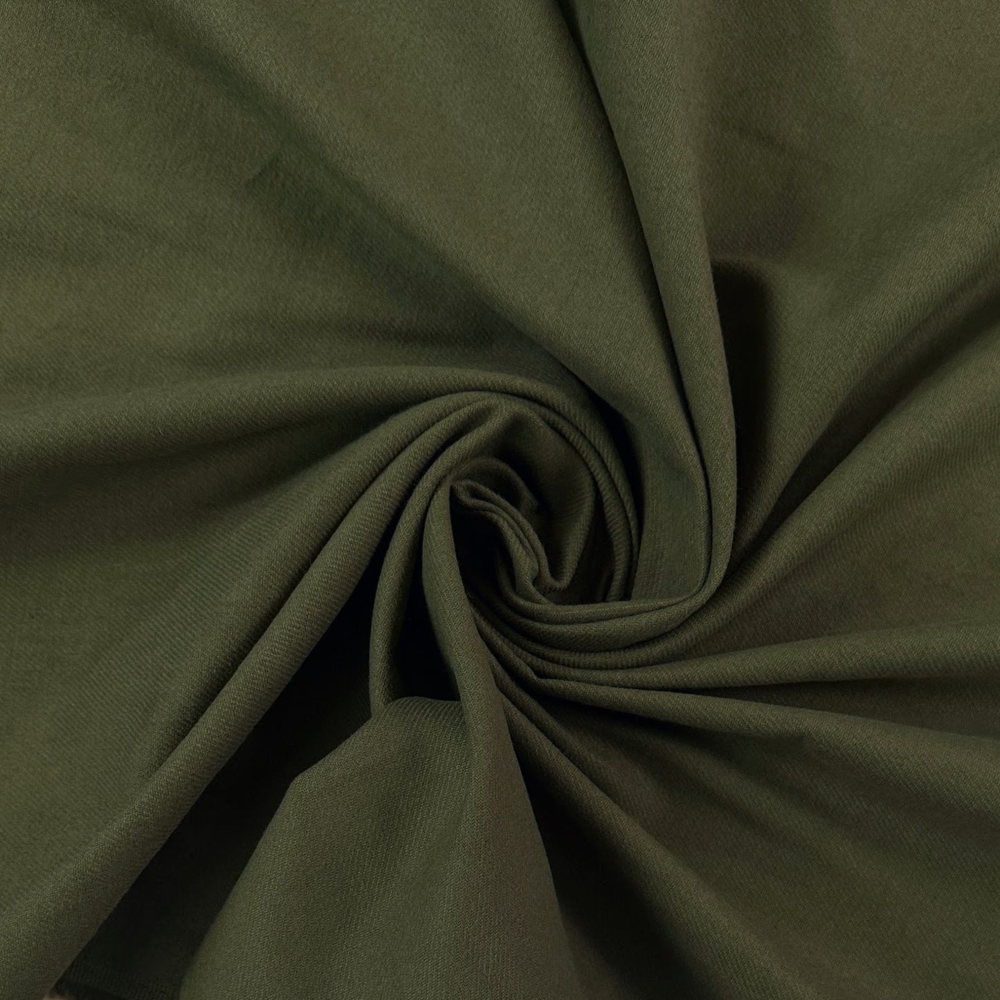 51" Remnant - Organic Cotton Brushed Twill - Dark Olive Green - Local Deadstock