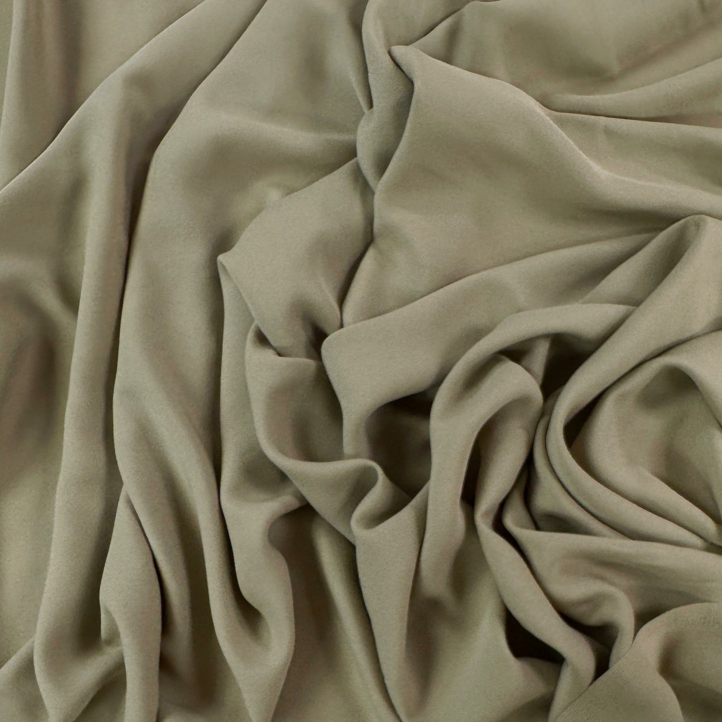 15" Remnant - Wool / Silk Crepe - Khaki - Designer Deadstock