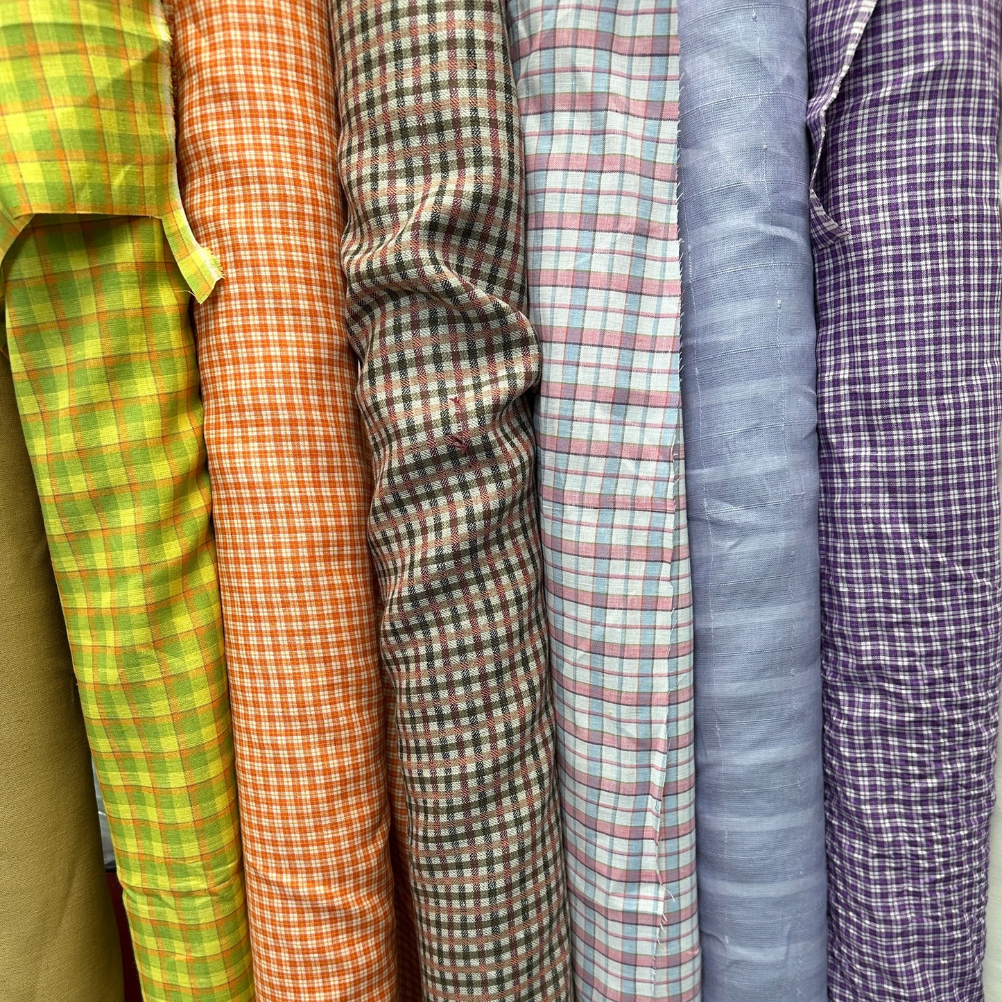 Yarn Dyed European Linen Plaid - Green, Yellow & Orange Check - 60"