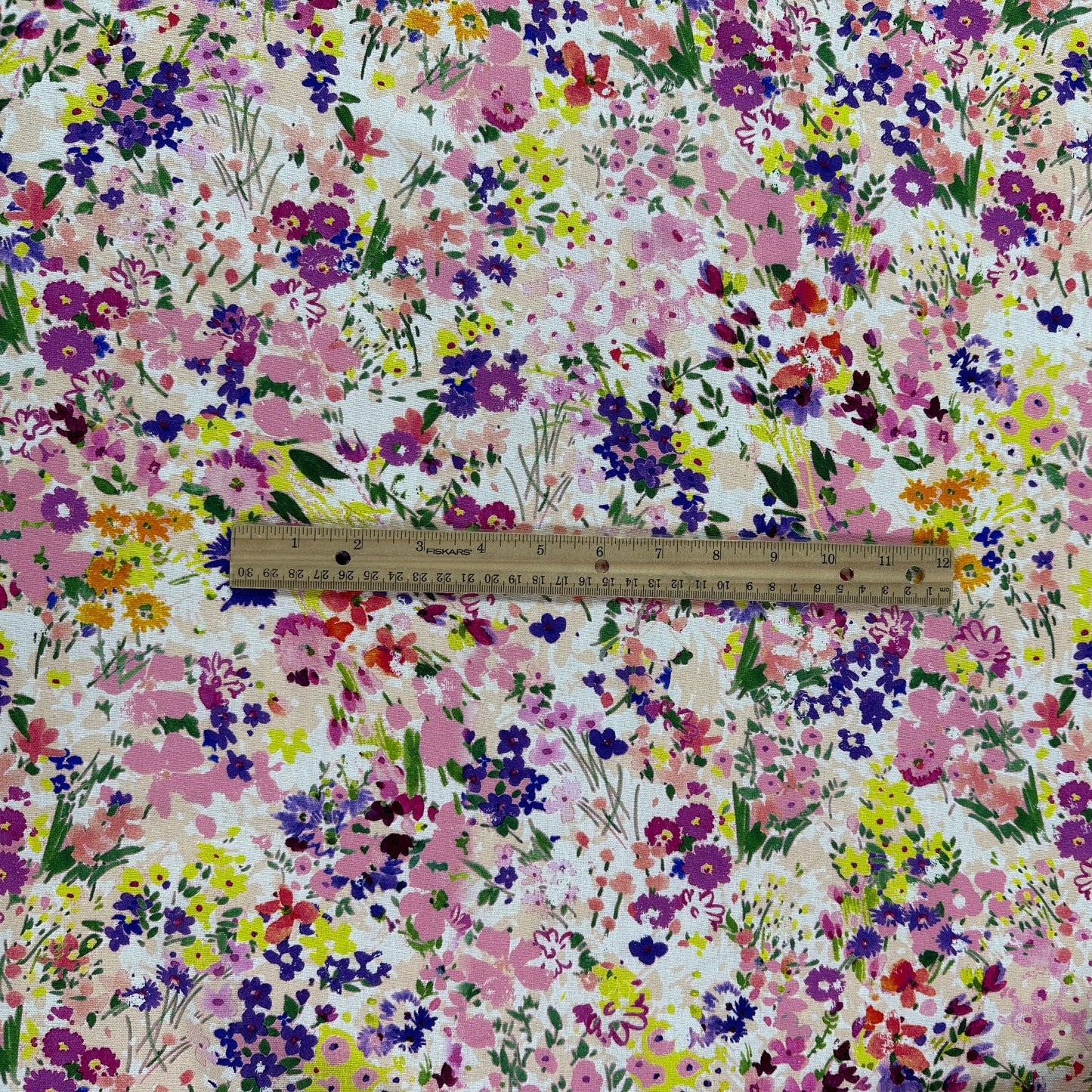Watercolour Florals - Pink & Multi - Linen Blend Slub