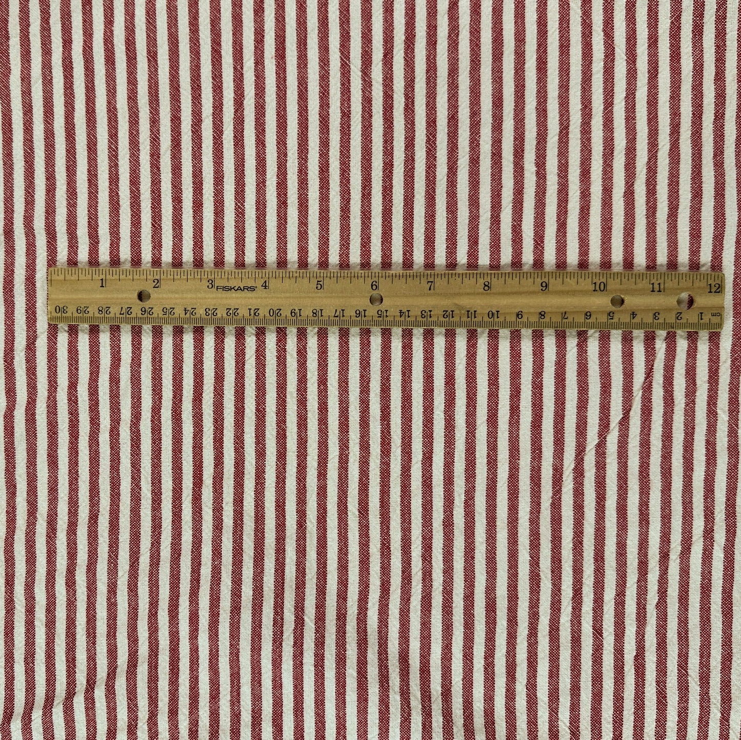 52" Remnant - Yarn Dyed Red & White - Organic Cotton Stripe