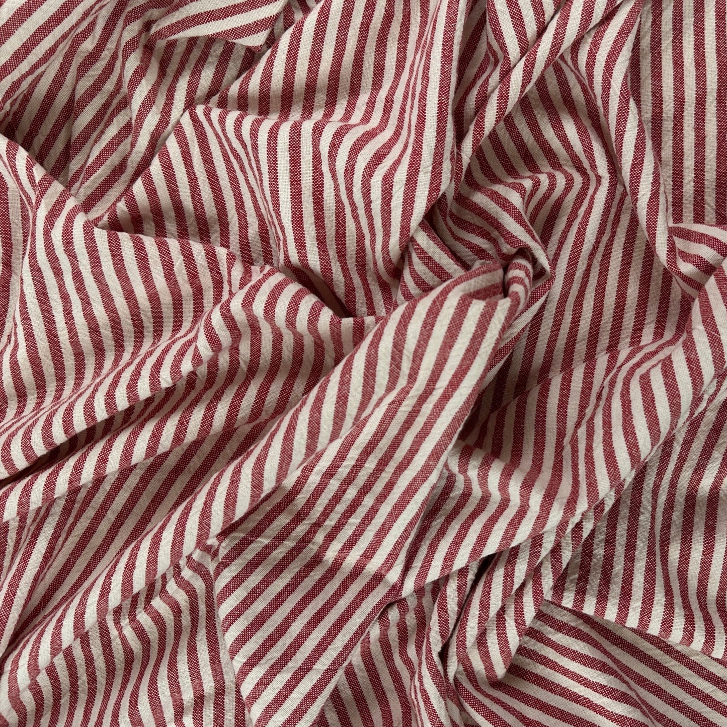 52" Remnant - Yarn Dyed Red & White - Organic Cotton Stripe