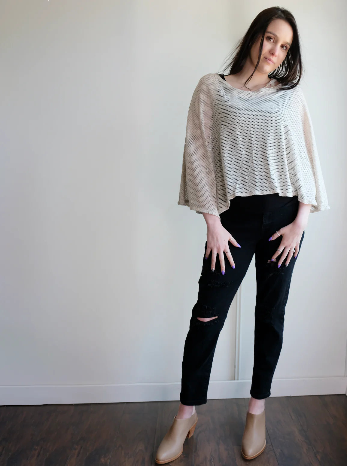 15" Remnant - Fine Mesh Sweater Knit - Modal - Heathered Oatmeal