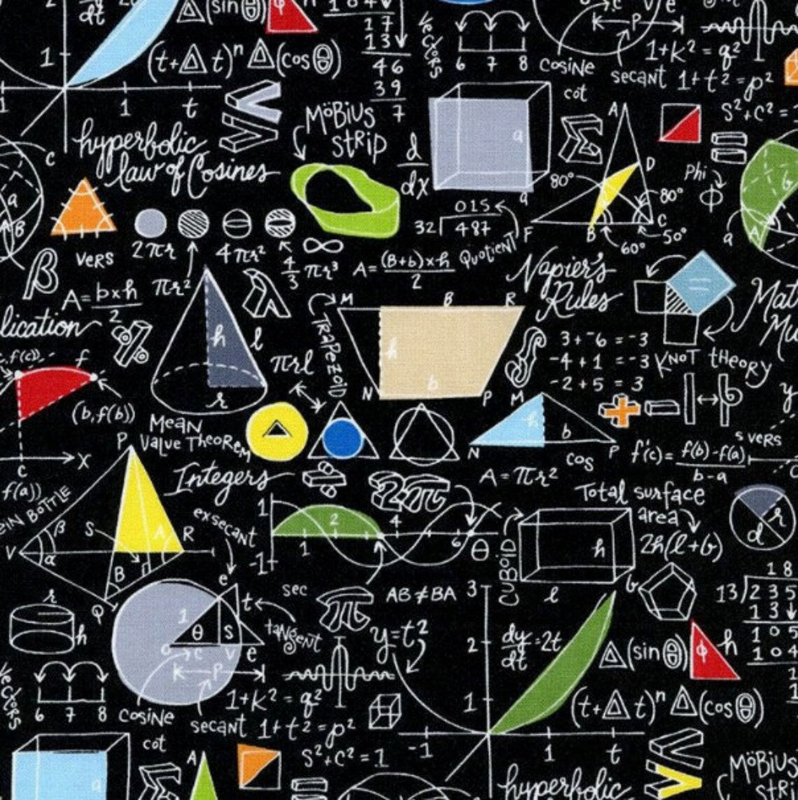 Math & Science - Black - Cotton Fabric