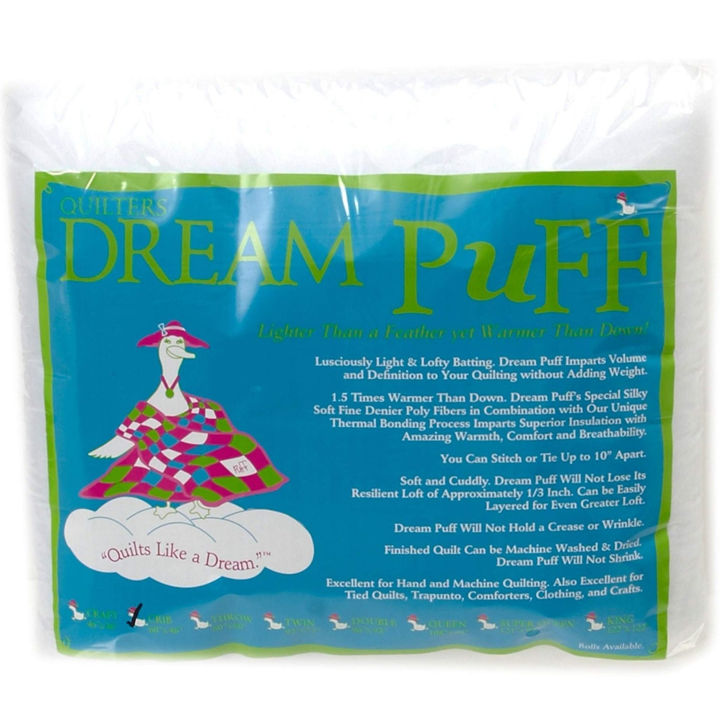 Quilters Dream Puff Batting - Crib Size 60" x 46"
