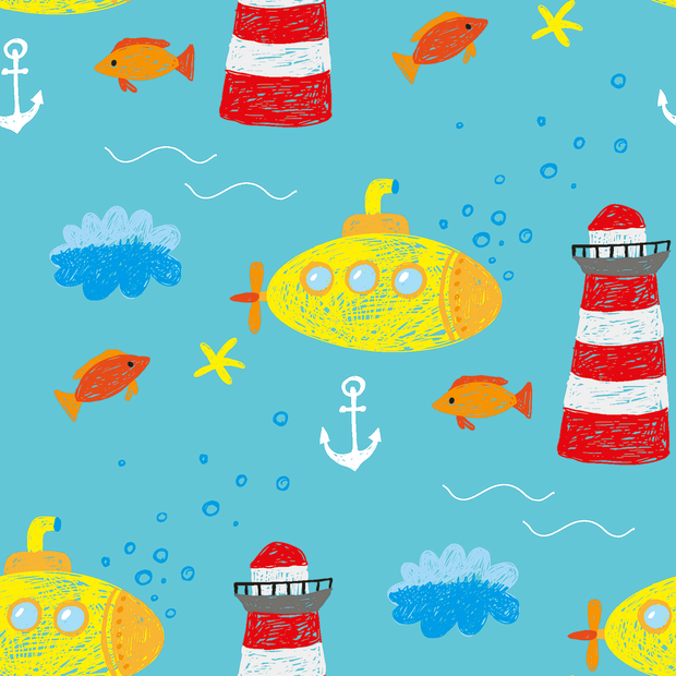 Yellow Submarine - Digital Print - GOTS Certified Organic Cotton Jersey Knit