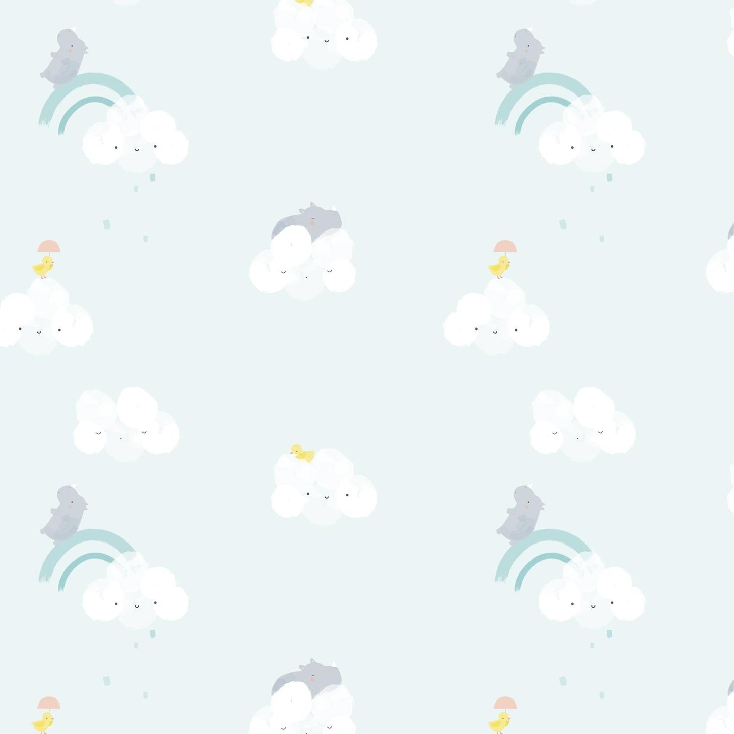 Rhinos - Blue - Cotton Poplin