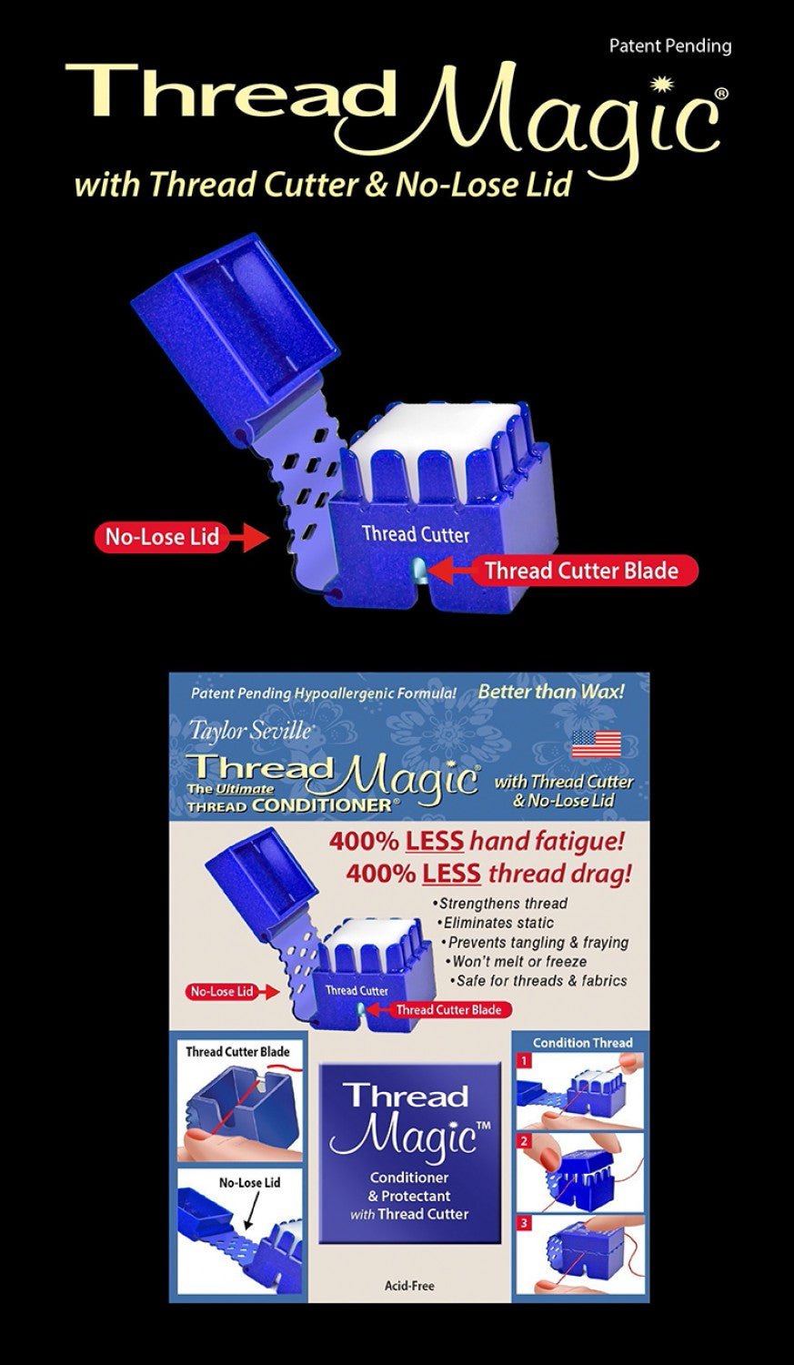 Thread Magic - Square W/ Cutter - The Ultimate Thread Conditioner