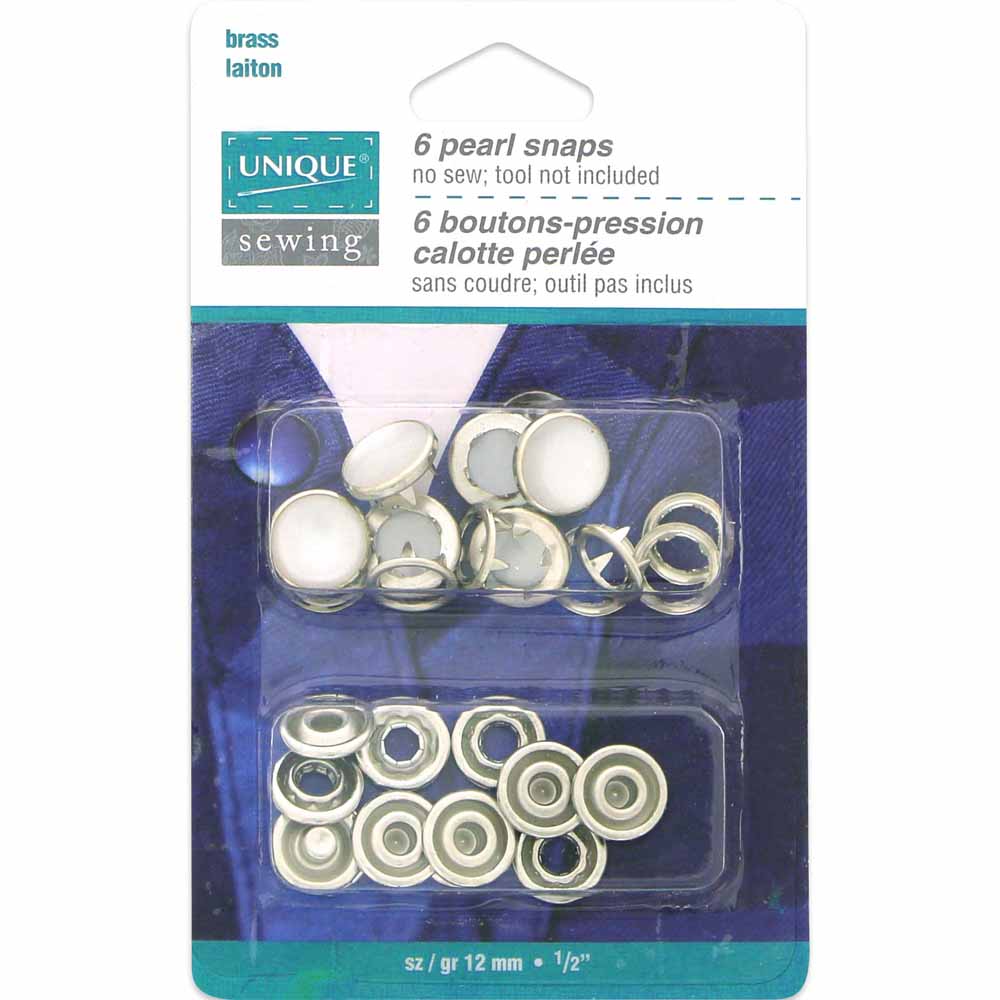 Pearl Snaps White - 12mm (1⁄2″) - 6 sets - Riverside Fabrics