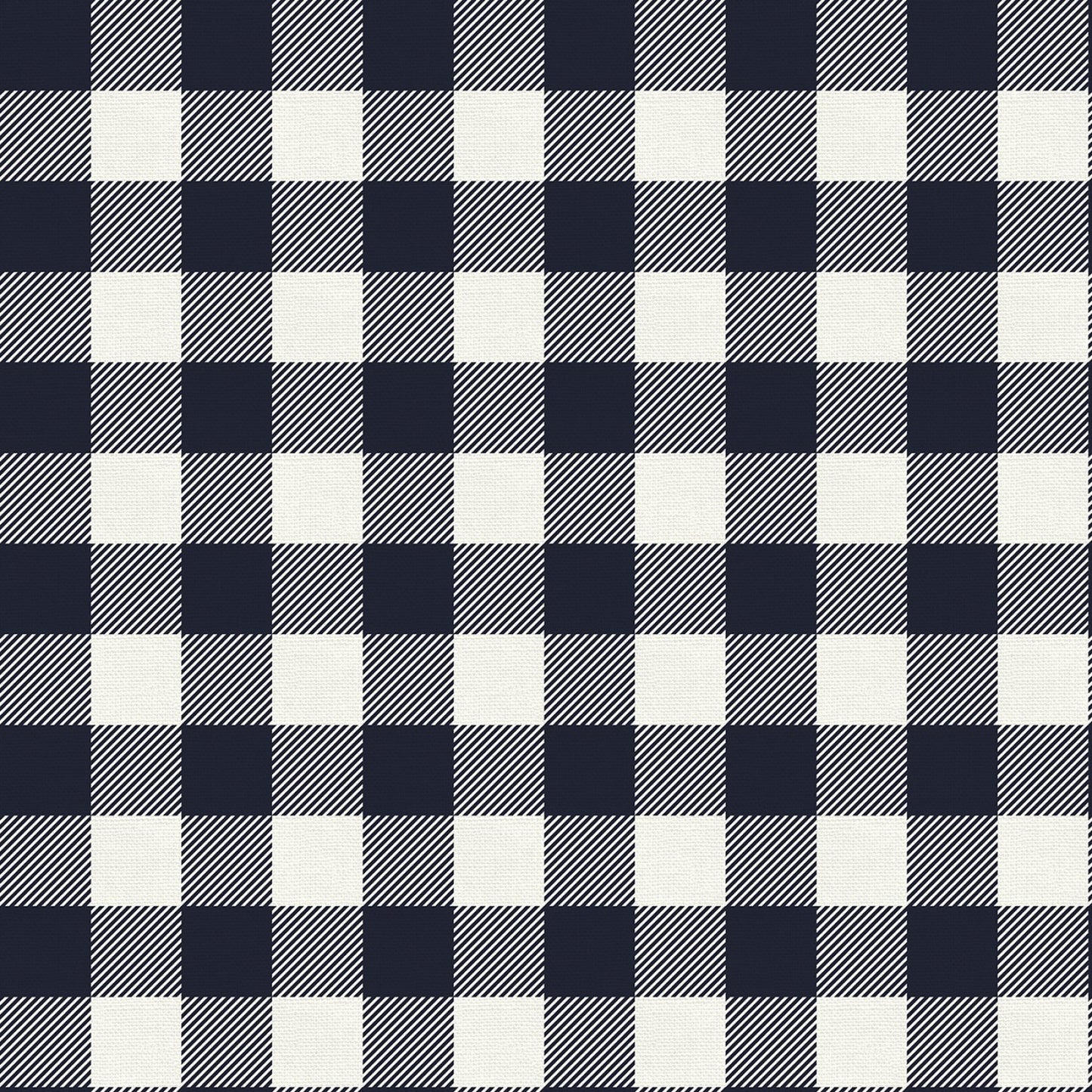Buffalo Check - Organic Cotton Double Gauze - Navy - GOTS