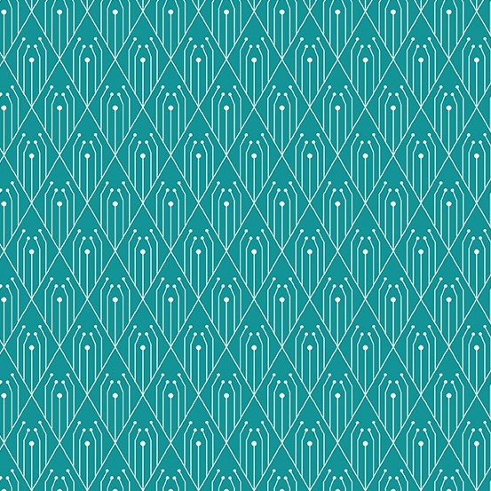 Century Prints - Art Deco - Diamons - Teal - Cotton Quilting Fabric