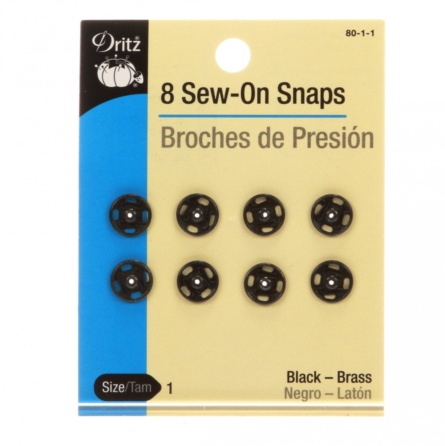 Dritz - Snap Sew-On Size 1 - Black - 4 pack