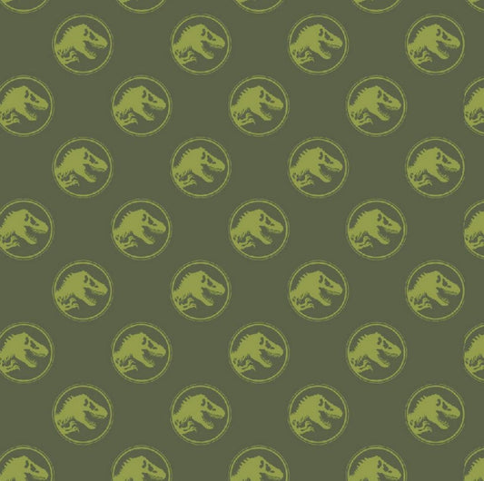 Jurassic World - Olive Green - GOTS Certified Organic Cotton Euro Jersey Knit