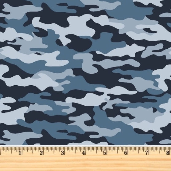 Camo - Blue - Cotton Poplin - Camouflage