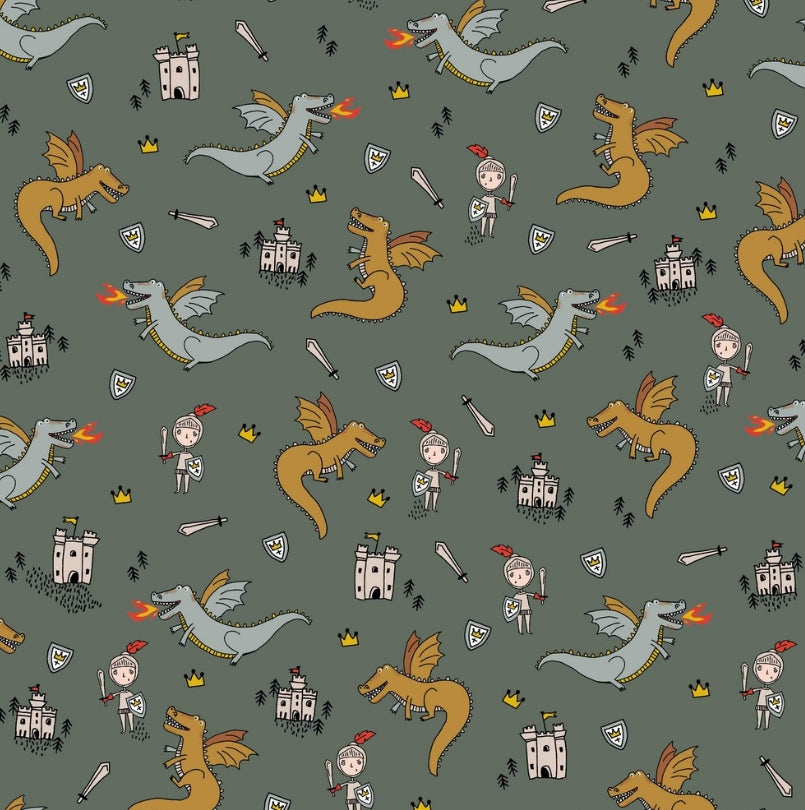 Dragons - Green - Cotton Poplin