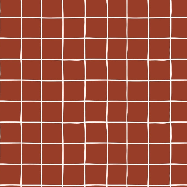 Checks - Terracotta - GOTS Certified Organic Cotton - Stretch Brushed Sweatshirt Fleece Knit