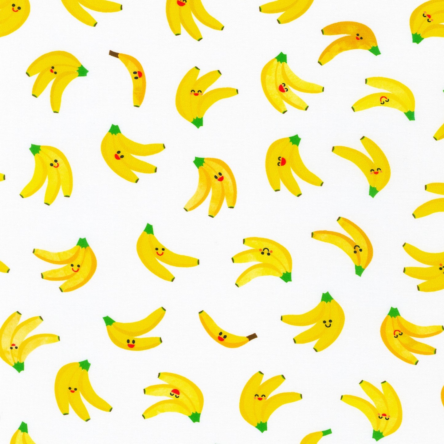 Bananas - White - Ann Kelle - Digital Print - Cotton Fabric