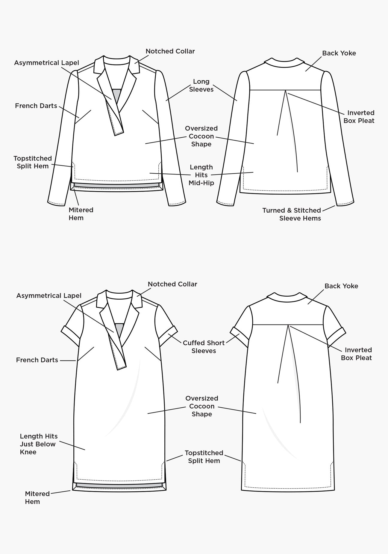 Augusta Shirt and Dress Shirt Pattern - Grainline Studio - Sizes 0 - 14