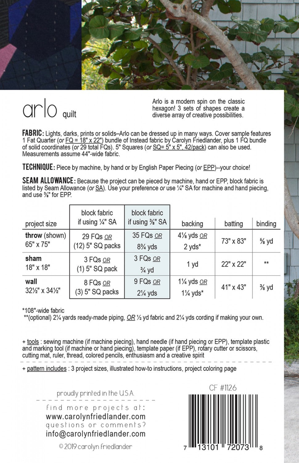 Carolyn Friedlander - Arlo Quilt Pattern