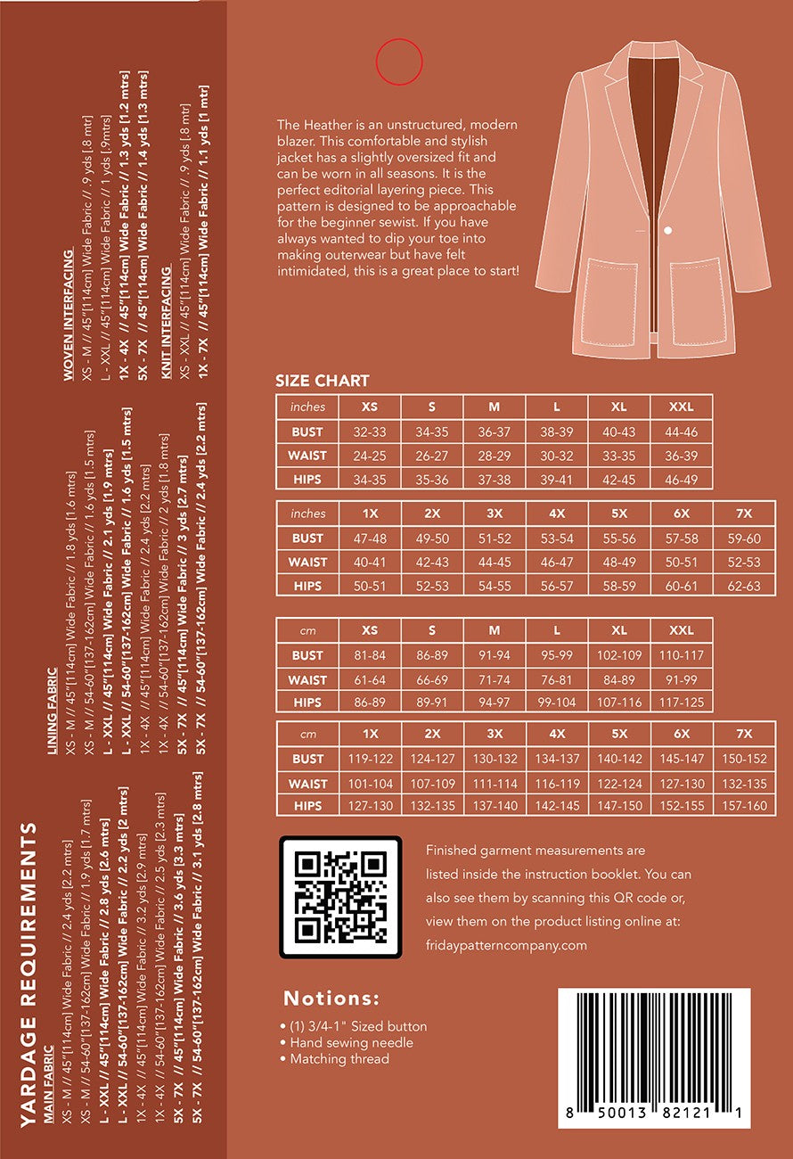 Heather Blazer /  Jacket Pattern - By Friday Pattern Co