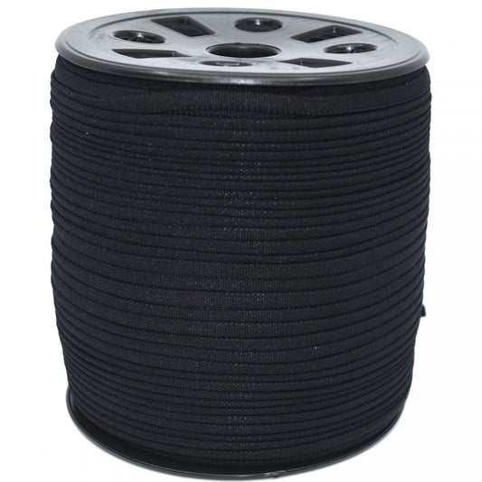 4.2mm Flat Banded Latex Free Nylon PPE Earloop Elastic - Black - 100 Yard Spool