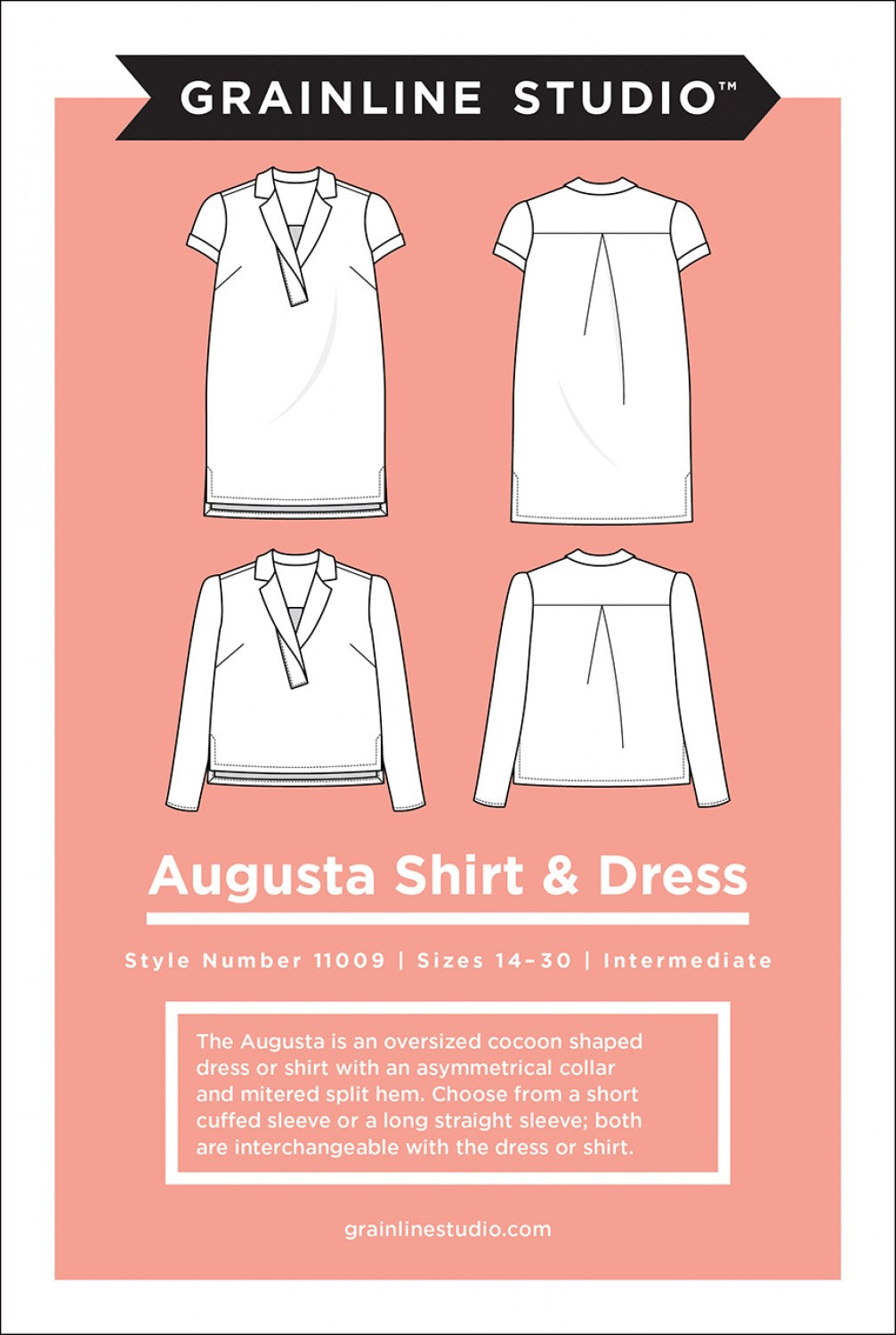 Augusta Shirt and Dress Shirt Pattern - Grainline Studio - Sizes 14 - 30