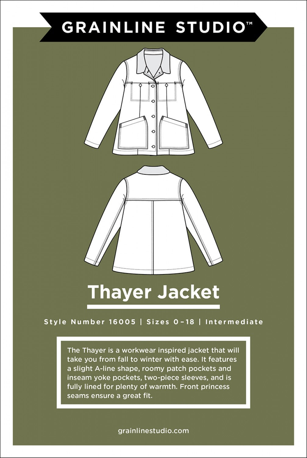 The Thayer Jacket Pattern - Size 0-18 - Grainline Studio