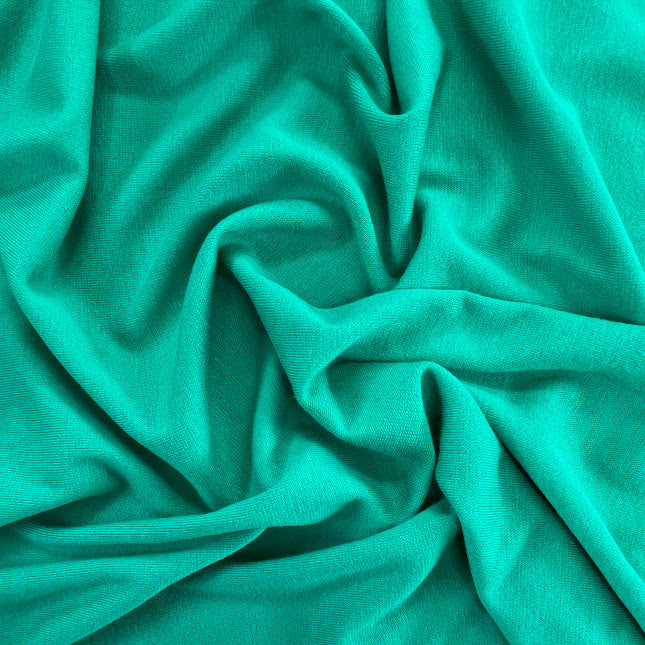 31" Remnant - Bamboo Cotton 1x1 Rib Knit Fabric - Seafoam