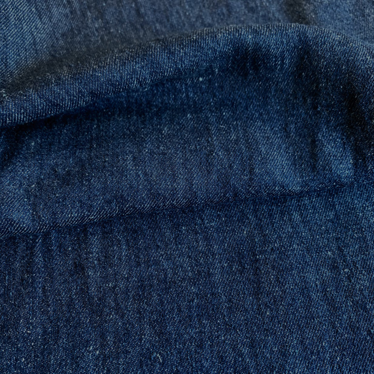 Light Weight Hemp Organic Cotton Denim Fabric - Indigo Dyed Medium Dark Blue