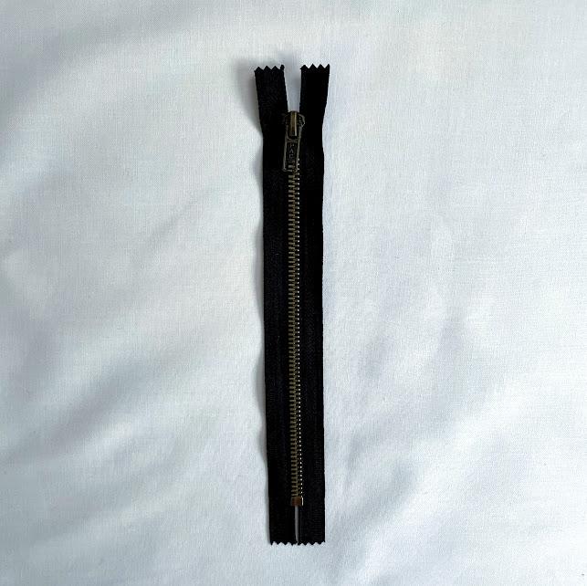 #5 Antique Brass Jean Zippers - 9" - Black - Close Ended
