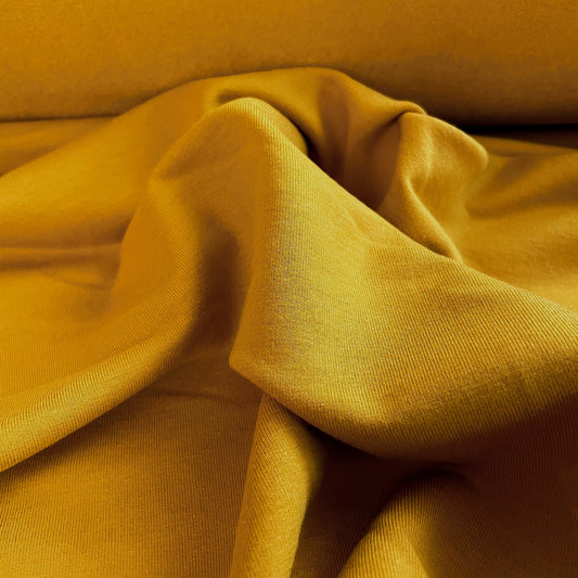 Bamboo Cotton Stretch Brushed Sweatshirt Fleece - Mustard