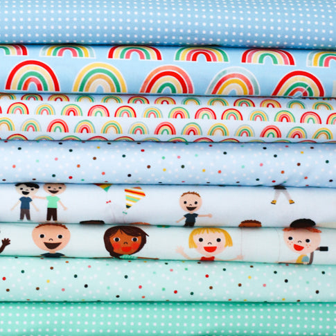 Small Rainbows - Blue - Ann Kelle - Digital Print - Cotton Fabric