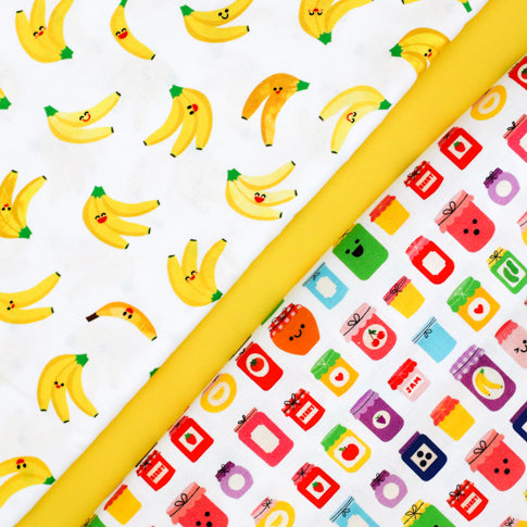 Bananas - White - Ann Kelle - Digital Print - Cotton Fabric