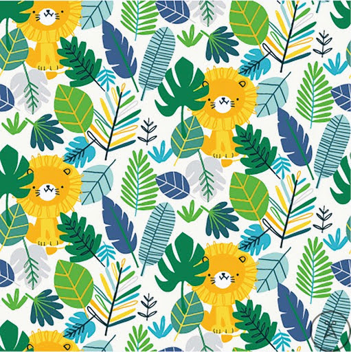 Lions in the Wild - Green Forest - European Import Cotton Jersey Knit